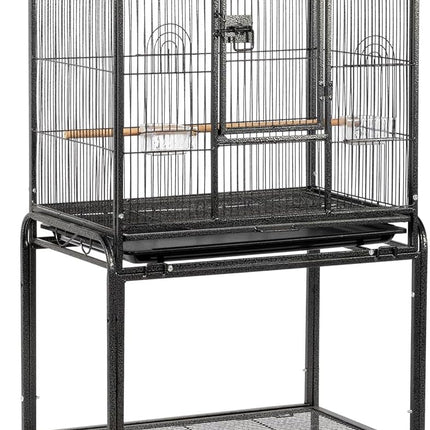 VINGLI 53-inch Bird Cage with Wheels, Durable Wrought Iron Parakeet Cage with Slide Out Tray, Black Bird Cages for Parakeets/Lovebird/Cockatiels/Budgies and Other Small/Medium Birds (Large-53 inch)