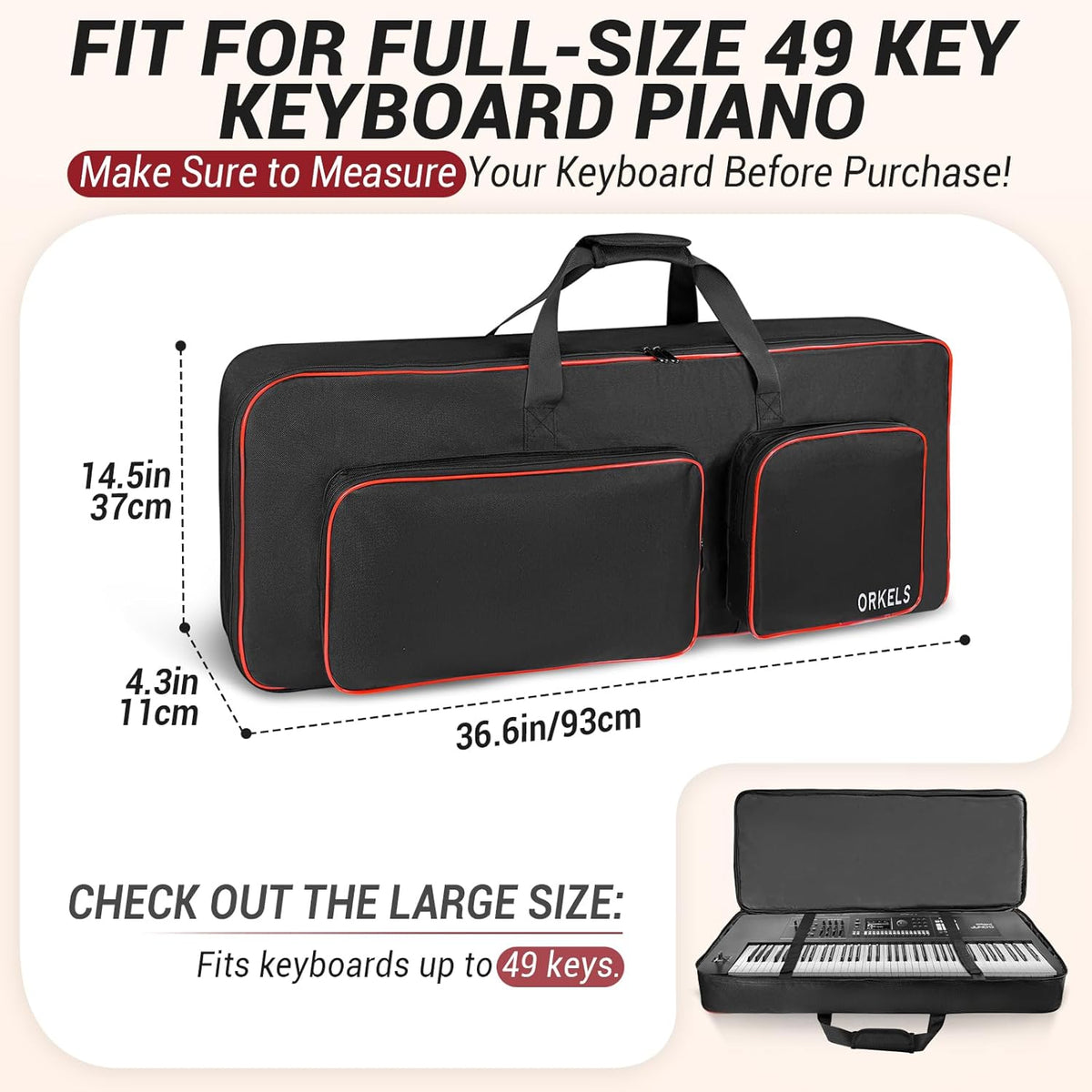 49-Key Keyboard Case with Padded Gig Bag Design - photo 2