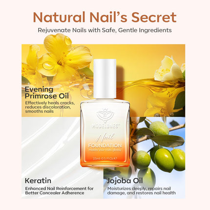 modelones Nail Strengthener, Milky White Nail Polish Nail Repair for Damaged Nails Hardener Air Dry Nail Growth Polish Natural Nail Concealer Foundation Gifts for Women 15ml