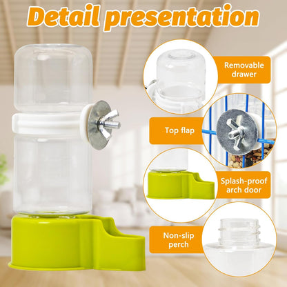Automatic Bird Water Dispenser 2 Pcs No Mess Parrot Cage Water Feeder Drinker Suspended Bird Drinking - photo 3