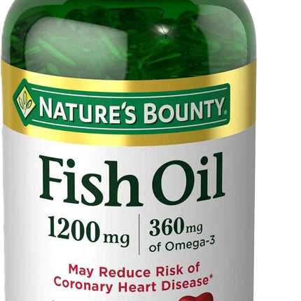 Nature's Bounty Fish Oil Omega-3 1200mg — Heart Health Support, 200 Softgels