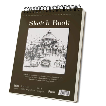 9" x 12" Sketch Book_Top Spiral Bound Sketchbook_100Sheets 68lb/100gsm