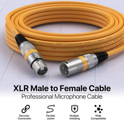 XLR Cable 15ft 4 Pack - 3 Pin Balanced Male to Female Mic Cable