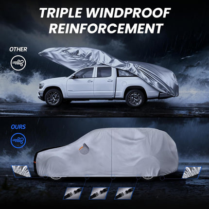 Multi-Layer Car Cover Custom Fit for Kia Soul(2009-2026), 100% Waterproof All Weather for Automobiles, Gift with Towel, Heavy Duty Car Covers for Rain Sun UV Protection with Door Zipper