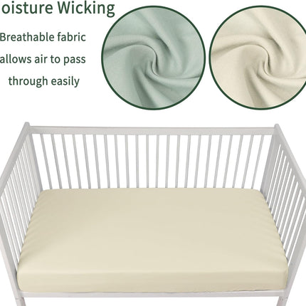 GUNTAIL Baby Crib Sheets for Boys Girls, 2 Pack Fitted Crib Sheet for Standard Crib and Toddler Mattress, Soft Microfiber Baby Sheet 52x28x8in (Brown & Green)