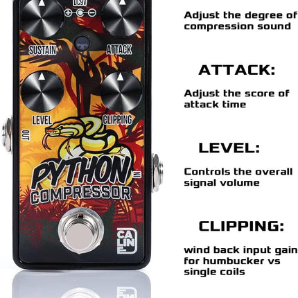 Caline Mini Guitar Compressor Pedal G Series G012 Pure Analog Compression Effect Guitar Pedal for Electric Guitar True Bypass Design