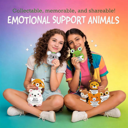 9Pcs Positive Crochet Animals with Messages Emotional Support Plushies Crochet Stuffed Animals Bulk Cute Affirmation Gifts for Teens Employee Appreciation Graduation Small Easter Basket Stuffers Gifts
