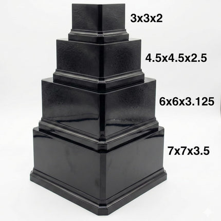 Premium Black Gloss Display Base – Weighted Square Pedestal for Trophies, Sculptures, 3D Prints, & Crafts – Heavy-Duty Riser Stand (6x6x3.125 inch)