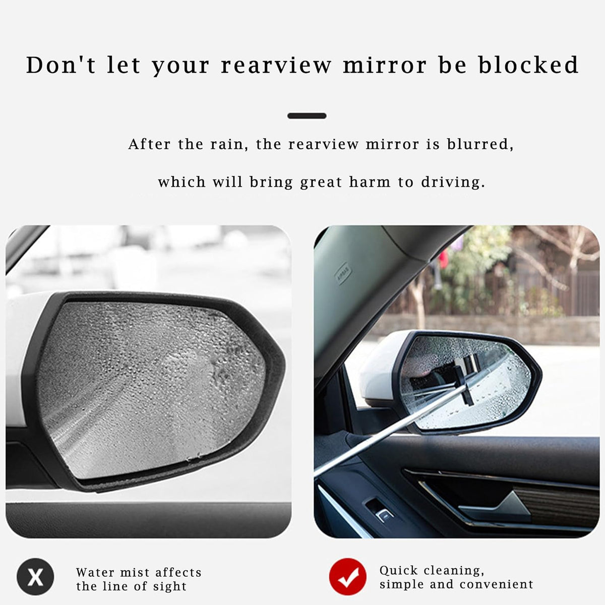 3 PCS Side Mirror Squeegee,Car Mirror Squeegee,Retractable Car Rearview Mirror Wiper,Portable Car - photo 5