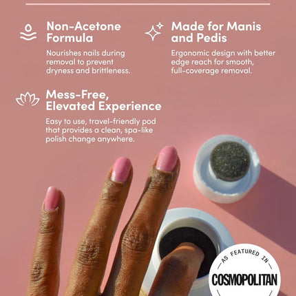 ella+mila Clean Break Non-Acetone Nail Polish Remover Pot - Acetone Free Gentle Polish Remover Dip Jar with Sponge for Fingers & Toes - Travel Size, Light Cotton Candy Scent (2 fl oz)