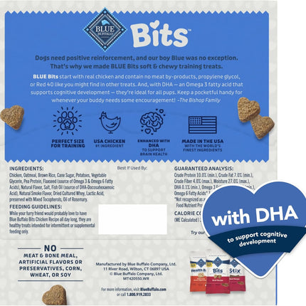 Blue Buffalo Blue Bits Natural Soft Moist Training Dog Treats Togo Chicken Recipe Bags, Contains Twelve (12) oz Bags