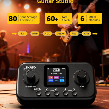 Portable Multi Effects Guitar Pedal with 6 Modules, 60+ Built-In Effects,20 Amp Modeling & Ir Loading, 80 Tone Preset Slots, Otg Usb Audio Interface & Bluetooth for Practice Recording