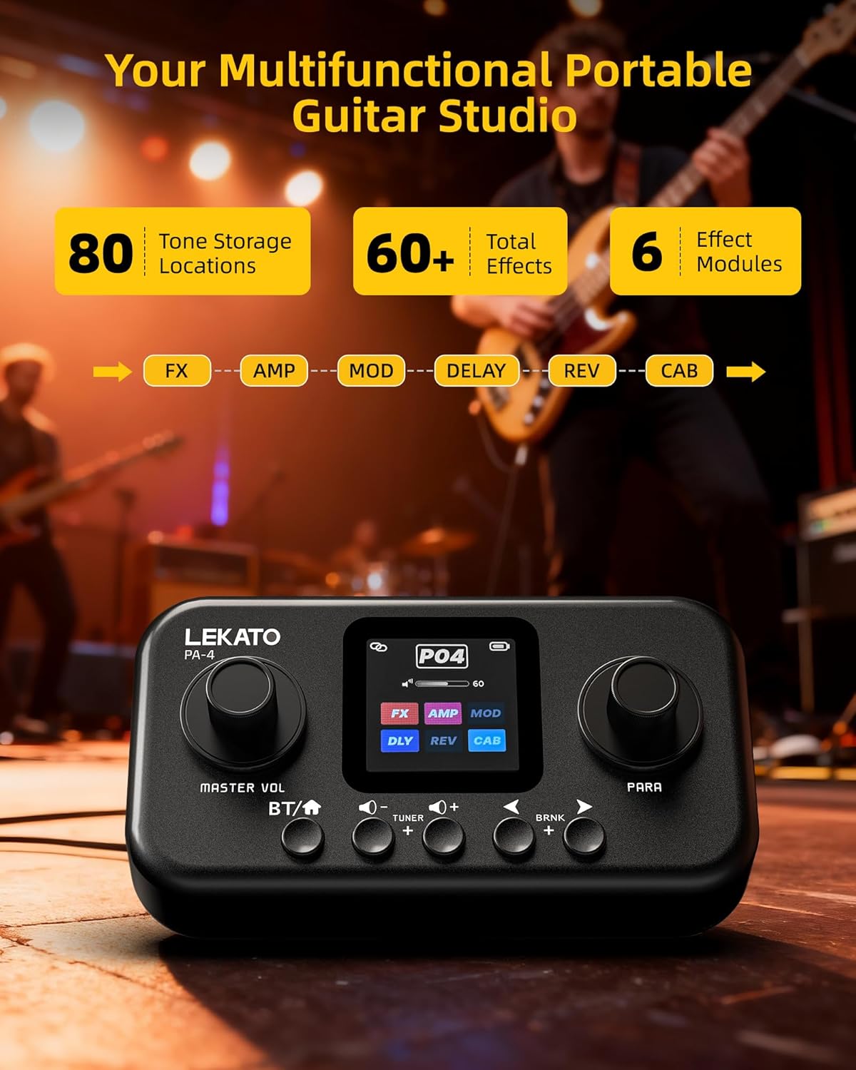 Portable Multi Effects Guitar Pedal with 6 Modules, 60+ Built-In Effects,20 Amp Modeling & Ir Loading - photo 2