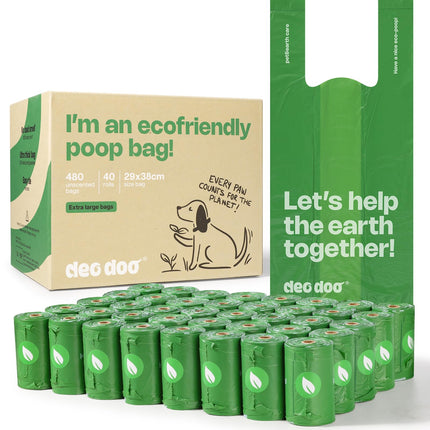 Dog Poop Bags with Handles, Large Size, 240 Bags, Unscented