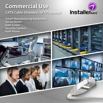 InstallerParts (10 Pack Ethernet Cable CAT6 Cable Shielded (SSTP/SFTP) Booted 5 FT - Gray - Professional Series - 10Gigabit/Sec Network/High Speed Internet Cable, 550MHZ