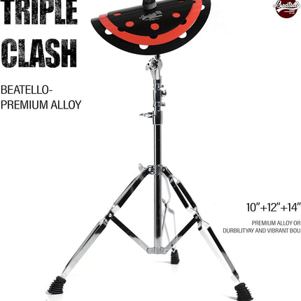 3-Piece Clap Stack Cymbals Set - 14" & 16" & 18" Effect Cymbals for Drum Set, Unique Layered Trash Sound with Bright Attack, Durable Metal Alloy, Available in Black-Red/Black-Gray (Black_Red)