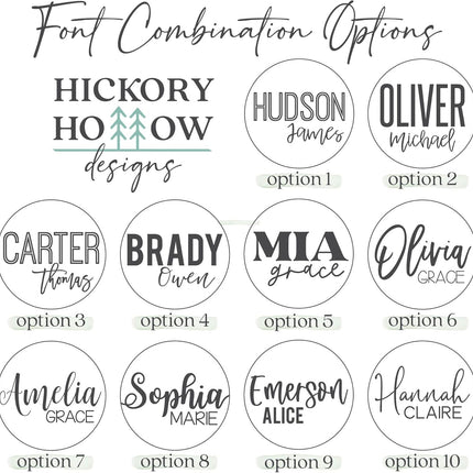 Custom Round Nursery Name Sign, Personalized Wooden Wall Plaque, 12" 18" 24" 30" 3D Wall Art for Children & Kids Rooms, Baby Shower, Hickory Hollow Designs (Olivia Grace)