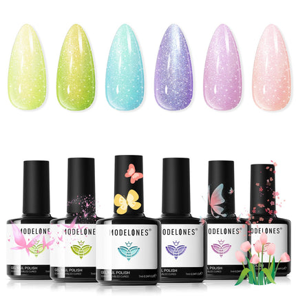 Nude Gel Nail Polish Set 6Colors Pink Milky White Brown
