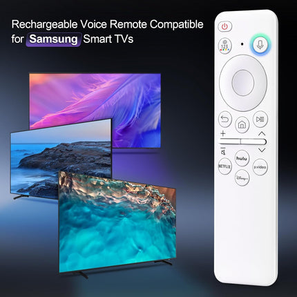 Voice Rechargeable Remote for Samsung-Smart-TV-Remote-Control, Replacement Compatible for Samsung Frame QLED Crystal UHD Solar Smart TVs