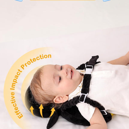 JunNeng Baby Head Protector Backpack, Toddler Walking Fall Head Protection, White Black Penguin