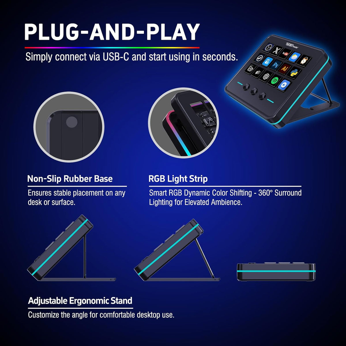 Macro Keypad, Stream Controller Deck Gaming Streaming Shortcut - photo 4