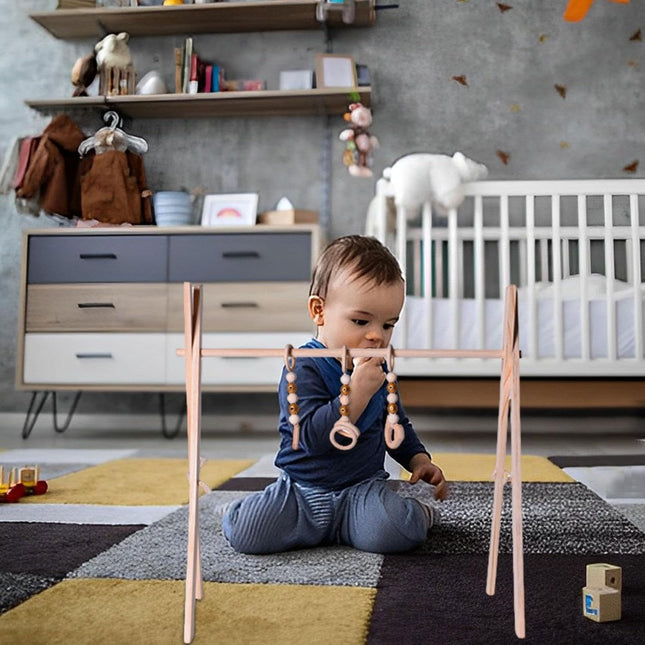 Wooden Play Gym Babys - Eco-Friendly Pine Wooden Frame, Babys Play Gym