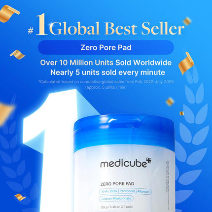 medicube Zero Pore Pad 2.0 — AHA BHA Dual-Textured Korean Exfoliating Toner Pads 70 Count