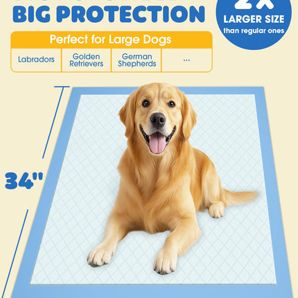 Puppy Pads for Dogs, 34x28 in, 6-Layer Leakproof, 50-Pack