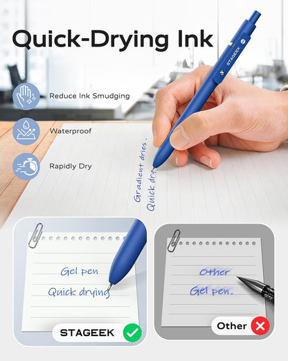 Blue Gel Pens, 12Pcs Quick Dry Blue Ink Pens with 3 Extra - photo 3