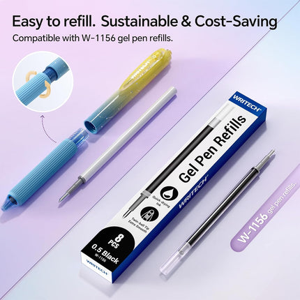 WRITECH Gel Pens Bold Point: 1.0mm Black Ink Retractable 4ct Smooth Writing with Aesthetic Gradient Color Barrel for Journaling Note Taking Silent Click No Smear Nebula Pen Set