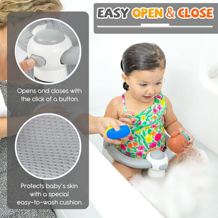 Baby Bath Seat for Babies 6 Months & Up - Baby Bath Seats for Babies Sitting Up | Non-Slip Baby Bath Chair with Cushion & Suction Cup | Toddler Bath Seat Newborn Infants Baby Bathtub Seat (Grey)
