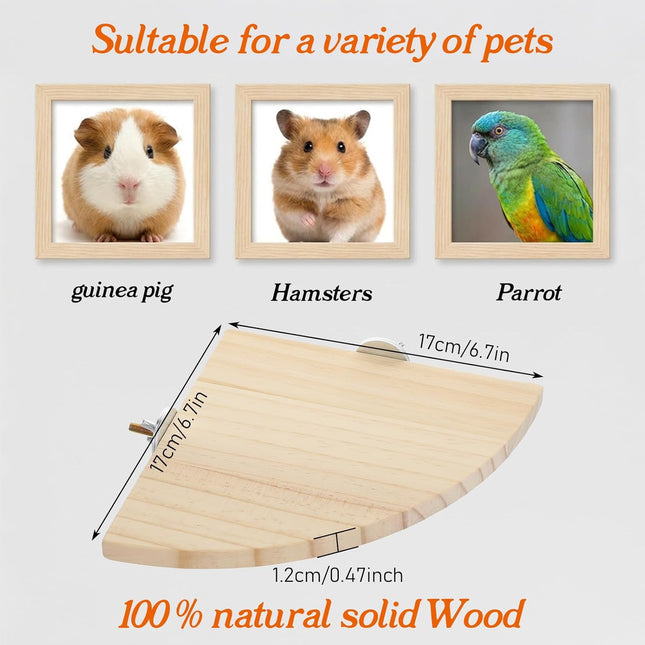 6.7 Inch Fan-Shaped Perch Bird Platform, Natural Wood Flat Perches