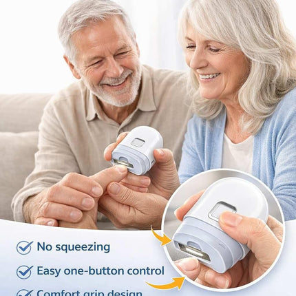 Electric Nail Clipper for Seniors, Automatic Nail Trimmer for Elderly Thick Nails, Safe Fingernail Cutter with Nail File & LED Light, Easy Grip USB Rechargeable Nail Clipper for Arthritis Hands