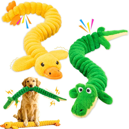 2-Pack 40” Extra-Long Squeaky Dog Toys for Large Dogs, Soft Chew Plush Stuffed Animal Dogs Toy, Interactive Tug-of-War Dog Toys for All Dogs to Keep Them Busy