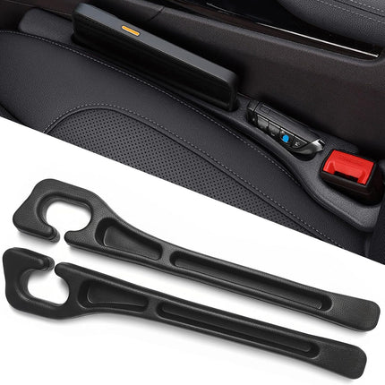 Car Seat Gap Filler Organizer of 2 - No Drop Seat Guard, Universal Car Seat Gap Filler, Durable Non-Slip Material, Easy 10-Second Install for Cars, Trucks & SUV (Black)