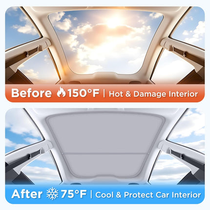 2026 Upgrade for Tesla New Model Y Juniper 2025 2026 Sunshade Roof [No Sag,Ice-Crystal Cooling Coatings] Heat Insulation Glass Roof Sun Shade for Tesla Model Y Accessories 2025 2026 Gray