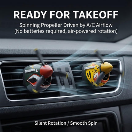 P-40 Warhawk Car Air Freshener with Spinning Propeller - Vent Clip Dashboard Decor for Men, Long Lasting Odor Eliminator & Aviation Gift (style-A-2PCS)