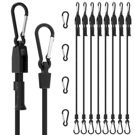 8 Pcs 48" Adjustable Bungee Cords with Hooks, Heavy Duty