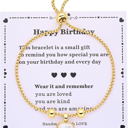 Birthday Gift Bracelet for Girls Age 4-13, 14K Gold Plated Heart Shell Bracelet, Adjustable Cute Jewelry for Daughter Granddaughter Niece, Meaningful Kids Birthday Jewelry Present