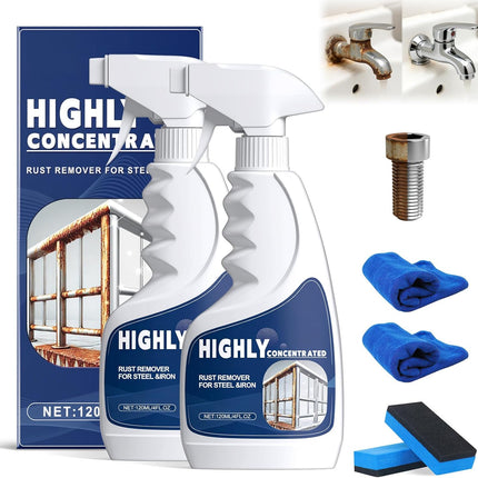 2Pcs Heavy Duty Rust Removal for Metal,Highly Concentrated Steel Rust Remover,Powerful Rust Stain Remover,Multipurpose Rust Remover Spray for Various Metals Furniture,Stainless Steel,Automotive Parts