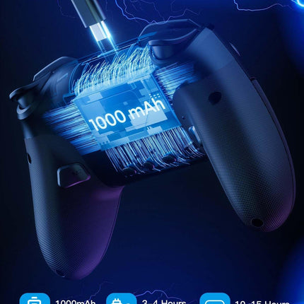 Switch Controllers Compatible with Switch/Lite/OLED/PC Windows, 1000mAh Programmable RGB Lightning LED, Wireless Pro Controller with One Key Pairing/Wake Up/Turbo/Vibration