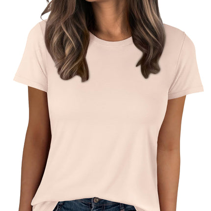 Women Short Sleeve Tops Summer Wrinkle-Free Basic Tee Shirts