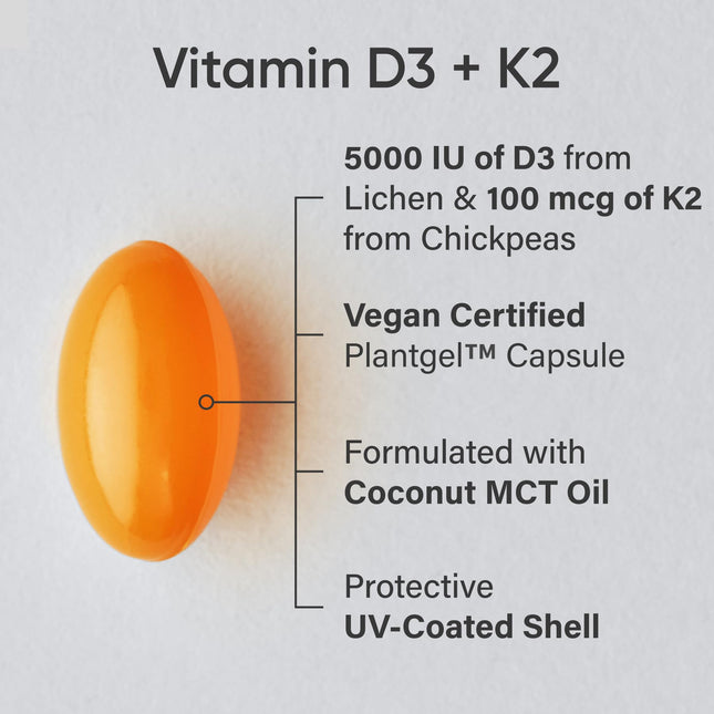 Sports Research Vegan D3 K2 MK7 softgels supplement facts and ingredients label