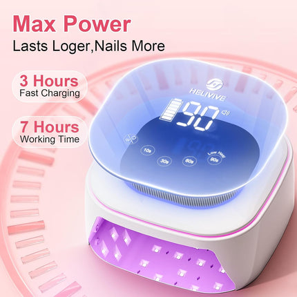 Cordless 80W Rechargeable UV LED Nail Lamp in White