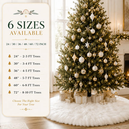 48 Inch White Faux Fur Christmas Tree Skirt, Plush Tree Base Cover for Holiday Party and Home Christmas Decor