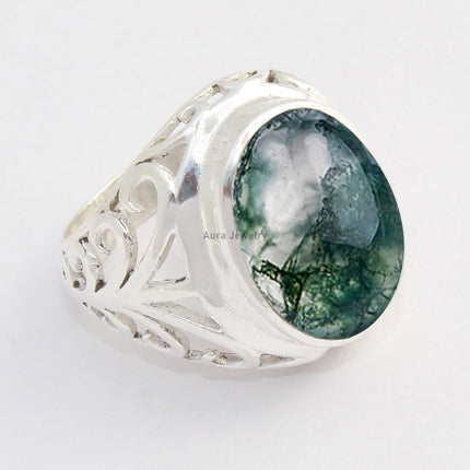 925 Sterling Silver Ring For Men & Women Natural Gemstone Ring Sterling Silver Minimalist Ring June Birthstone White Gemstone Ring