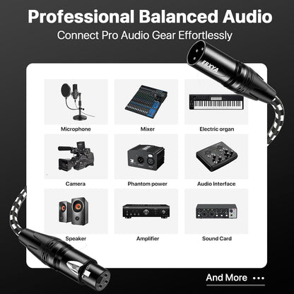 XLR Cables 25ft 2 Packs - Premium Braided Male to Female XLR Microphone Cable 3 Pins Balanced Mic Cables - photo 5