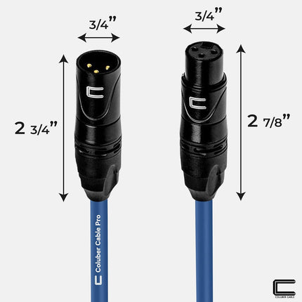 Balanced XLR Cable Male to Female - 3 Feet Blue - Pro 3-Pin Microphone Connector for Powered Speakers, Audio Interface or Mixer for Live Performance & Recording
