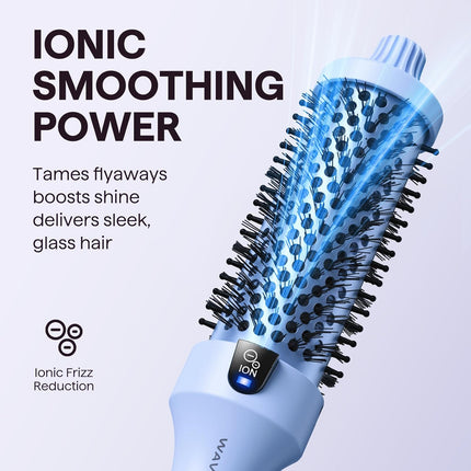 Thermal Brush, 1.5 inch Heated Round Brush for Blowout Look, Negative Ion Technology, Ceramic Tourmaline, 5 Temperature Settings, Dual Voltage, Blue