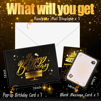 Pop Up Birthday Cards for Men, LED Light & Music Blow The Candle